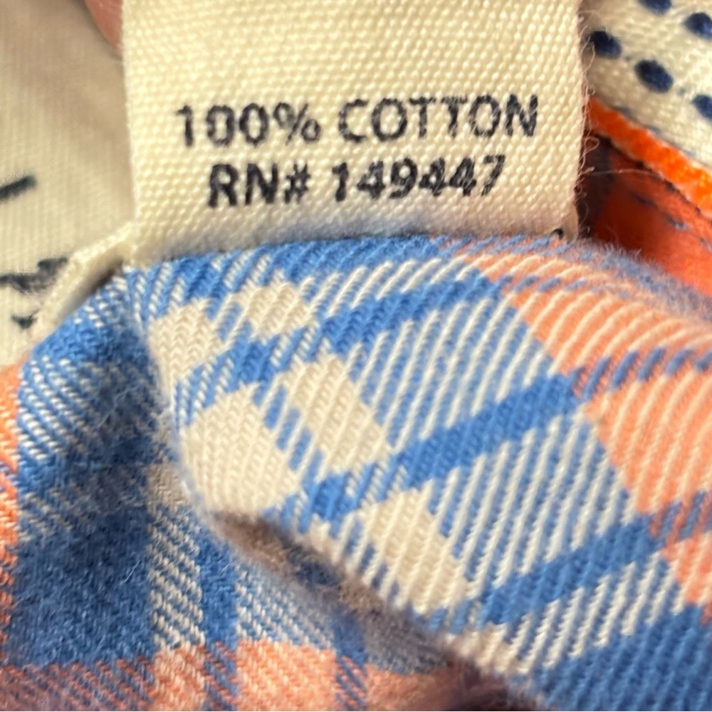 The Normal Brand Shirt Mens Large Orange Blue Plaid Flannel Work Pockets Outdoor - Picture 9 of 11